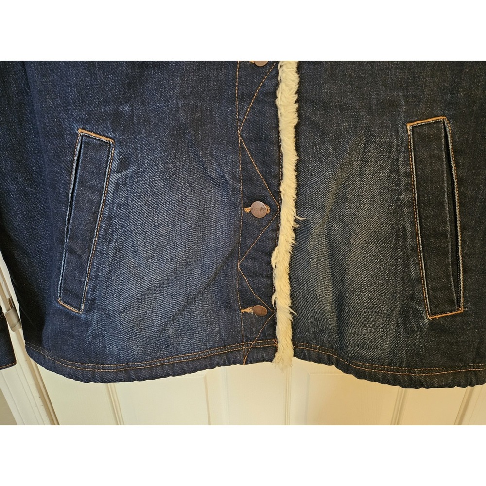 NWT Wrangler Women's LS Blue Denim Sherpa Collar/Lining Button-Front Jacket, +3X - Picture 8 of 14